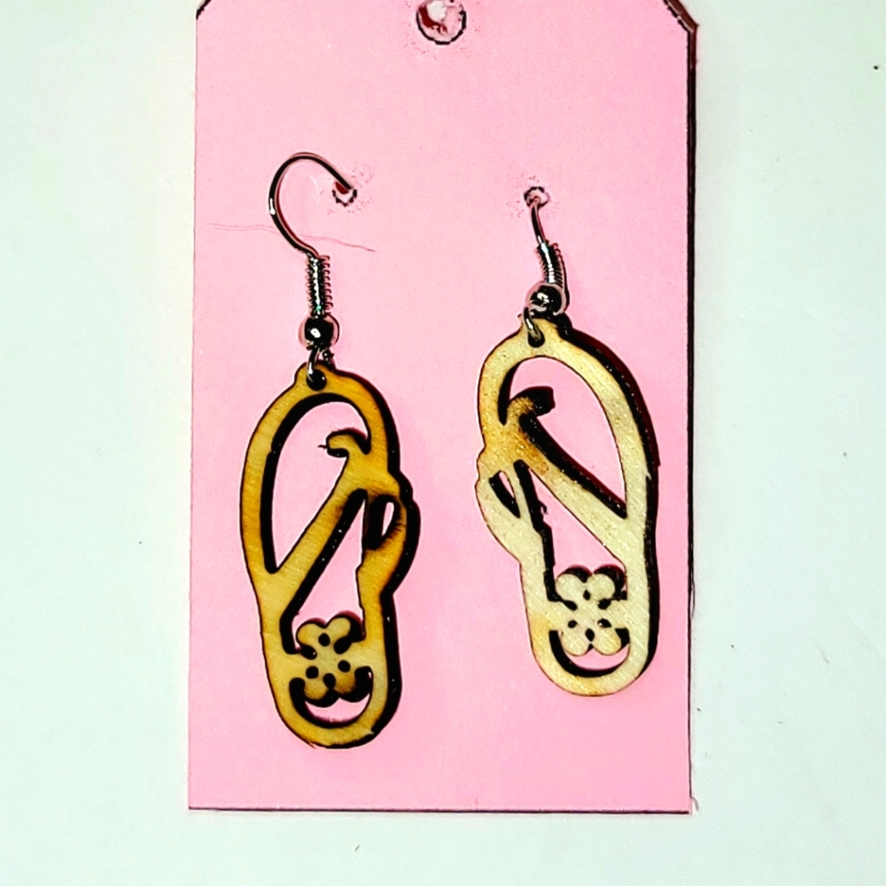 Flip-flops Wooden Earring. Chacla Pantallas De Madera